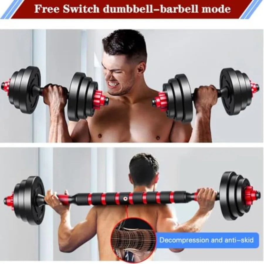 Adjustable Dumbbells Set of 2 Convertible to Barbell Lightweight Free Weights for Home Gym Women and Men Equipment in Black
