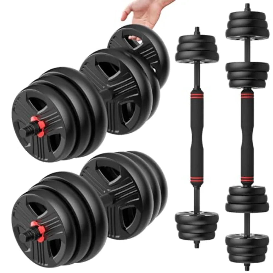Adjustable Dumbbell Set 20lb(10lb pair) Free Weight Set with Connector 3-in-1 Design for Dumbbell Barbell and Weight Plate Tr