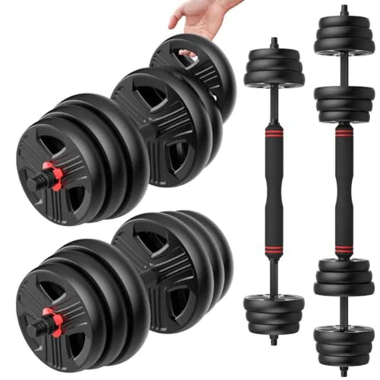 Adjustable Dumbbell Set 20lb(10lb pair) Free Weight Set with Connector 3-in-1 Design for Dumbbell Barbell and Weight Plate Tr