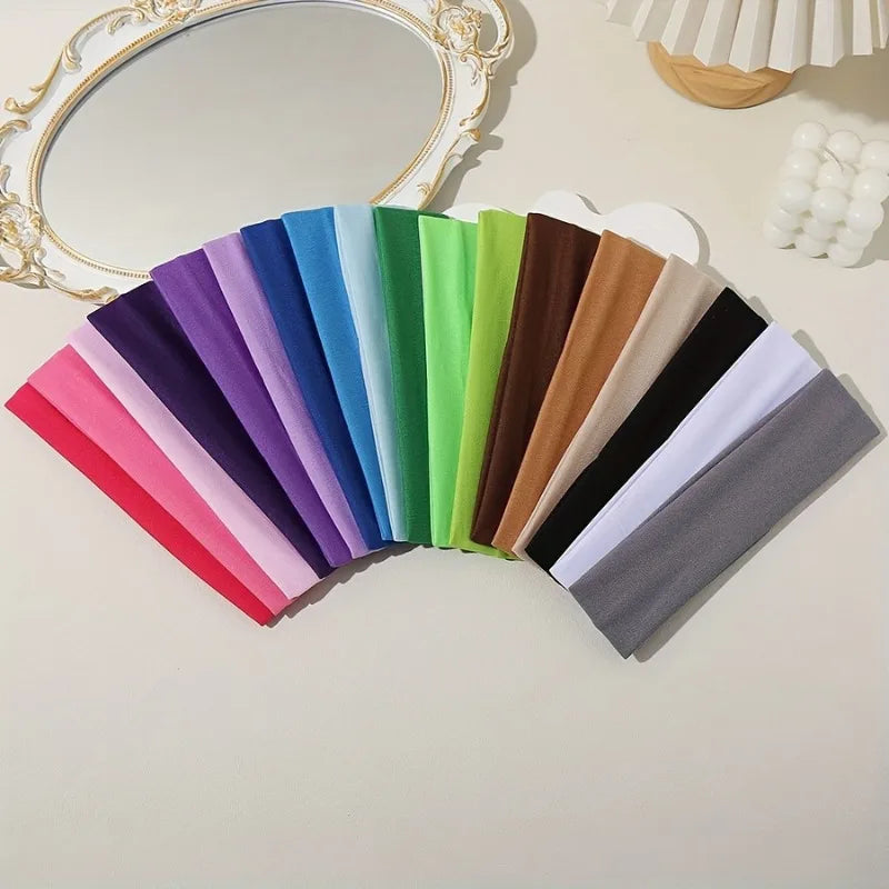 10PCS Sports Headbands for Women, Elastic Non-Slip Sweat-Absorbing Woven Polyester Headwrap for Yoga Running Workout