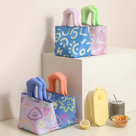 New hand-painted Storage Bag Waterproof Stain-resistant Thermal Insulation Fresh Lunch Bag Comfortable Fashion Home Storage Bag