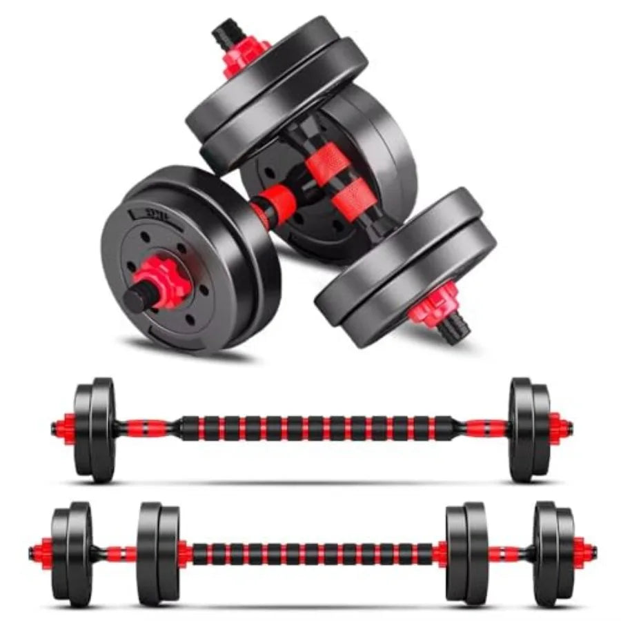 Adjustable Dumbbells Set of 2 Convertible to Barbell Lightweight Free Weights for Home Gym Women and Men Equipment in Black