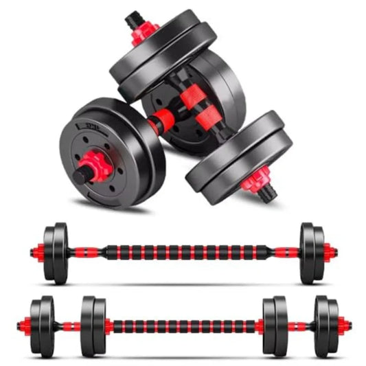 Adjustable Dumbbells Set of 2 Convertible to Barbell Lightweight Free Weights for Home Gym Women and Men Equipment in Black