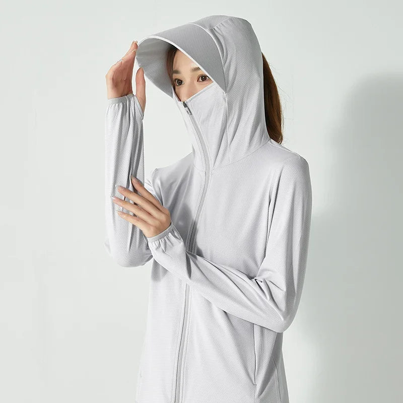 Summer New High Quality Ice Silk Couple Sun Protection Clothing Outdoor UV Protection Sports Running Sun Protection Top