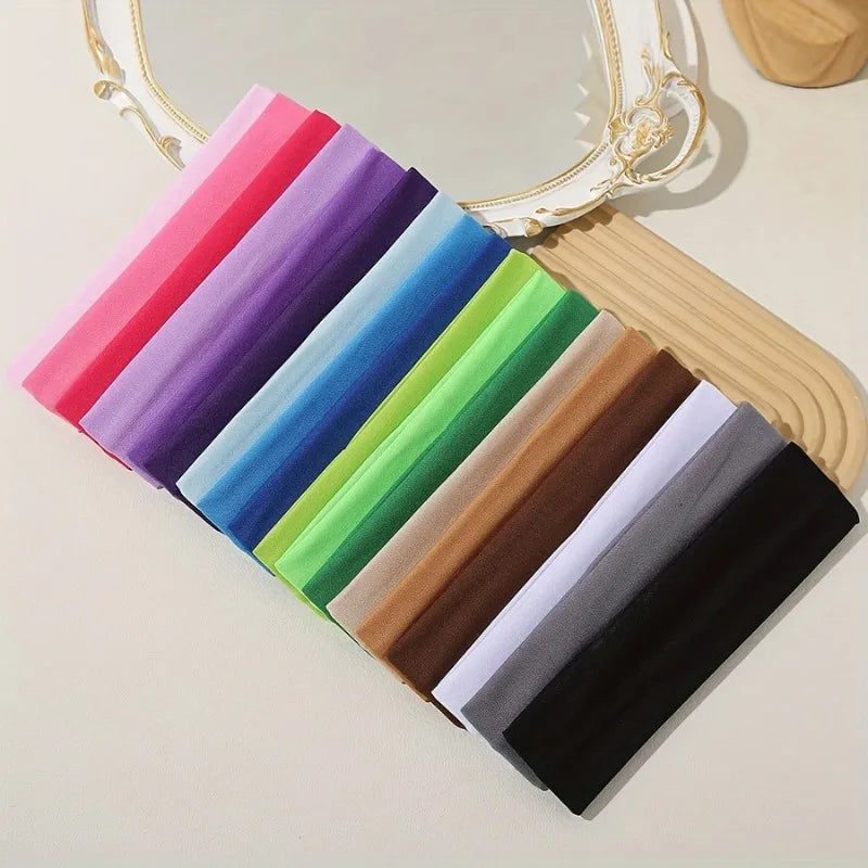 10PCS Sports Headbands for Women, Elastic Non-Slip Sweat-Absorbing Woven Polyester Headwrap for Yoga Running Workout