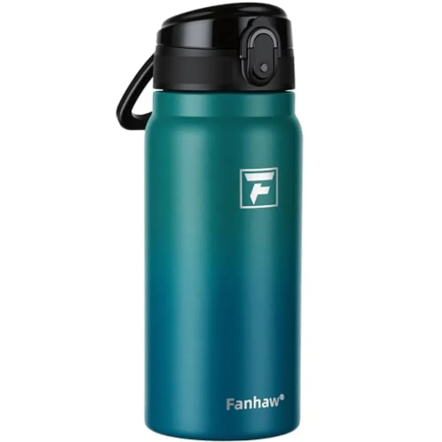 20 Oz Insulated Stainless Steel Water Bottle with Chug Lid Wide Mouth Leak-Proof BPA-Free Green Blue for Adults Sports Gym Outd