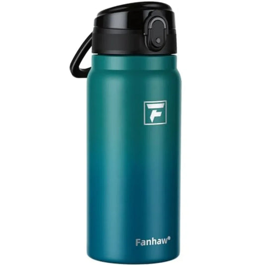 20 Oz Insulated Stainless Steel Water Bottle with Chug Lid Wide Mouth Leak-Proof BPA-Free Green Blue for Adults Sports Gym Outd