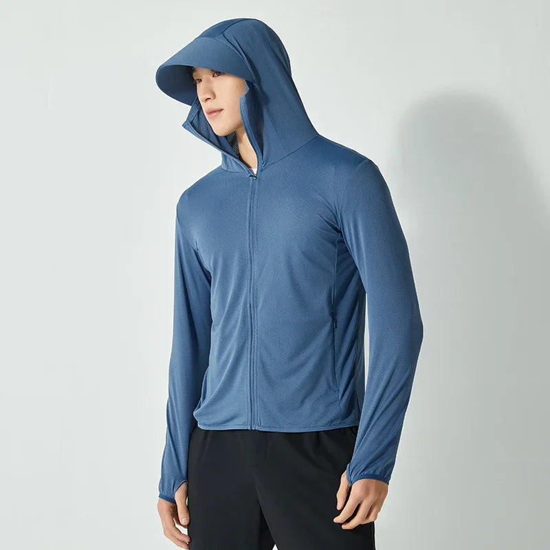 Summer New High Quality Ice Silk Couple Sun Protection Clothing Outdoor UV Protection Sports Running Sun Protection Top