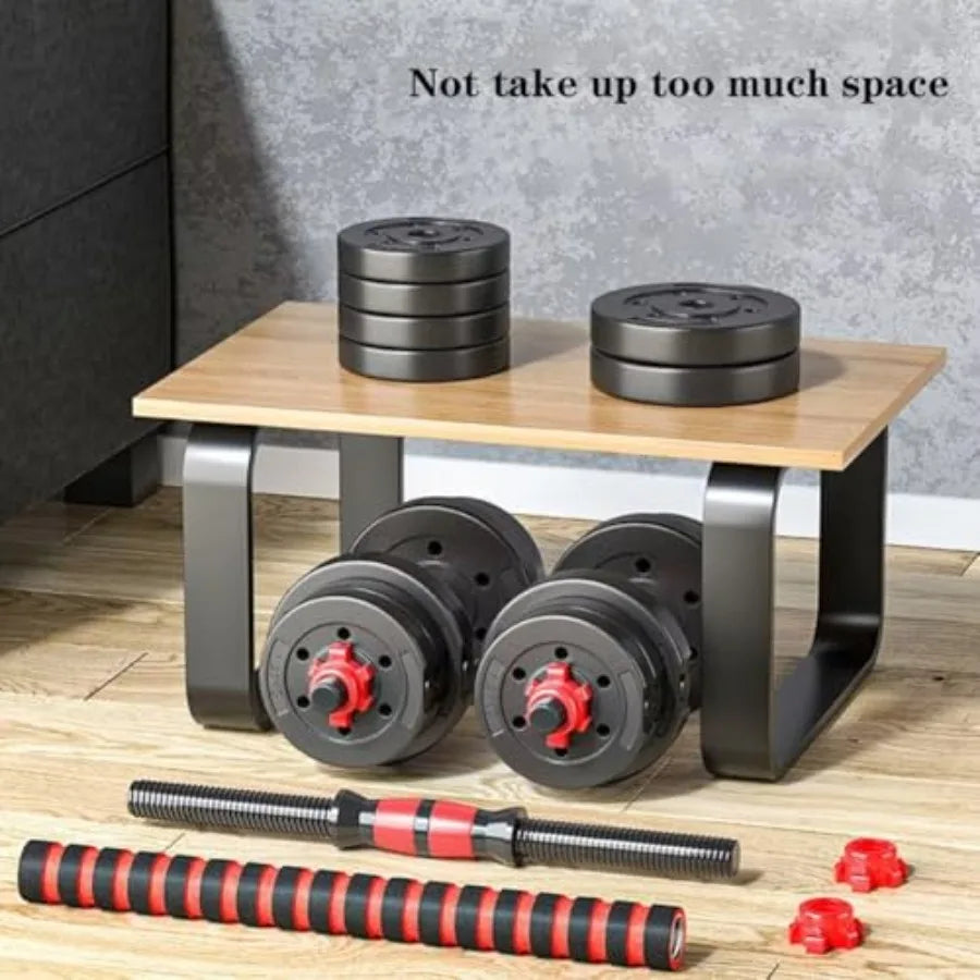 Adjustable Dumbbells Set of 2 Convertible to Barbell Lightweight Free Weights for Home Gym Women and Men Equipment in Black