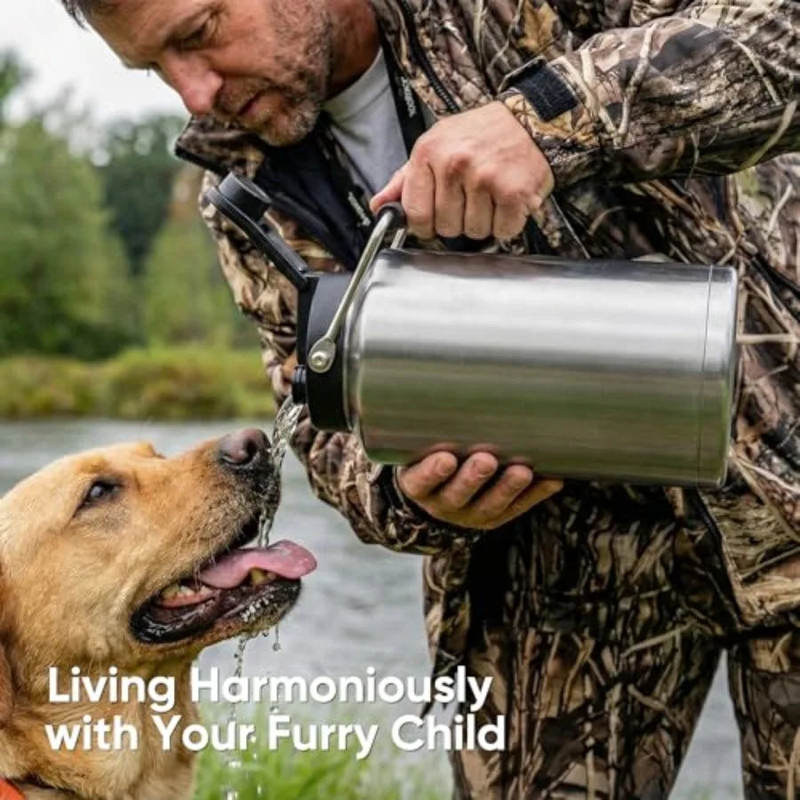 One Gallon Insulated Water Bottle for Travel: 2-in-1 Straw and Spout Lid Keep Cold 24Hrs Leakproof 128oz Water Jug With Handle