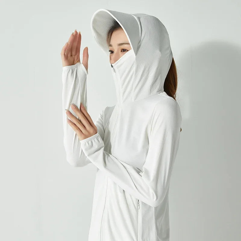 Summer New High Quality Ice Silk Couple Sun Protection Clothing Outdoor UV Protection Sports Running Sun Protection Top