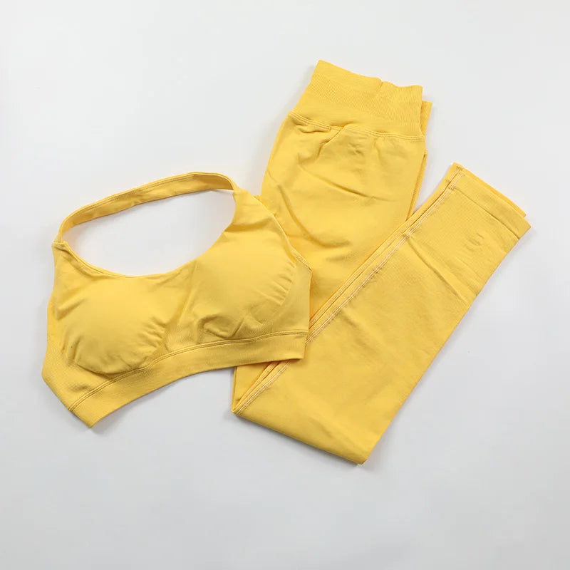 Yoga Sports Bra Leggings Gym Set Women's Seamless High ElasticBra Vest Buttock lift Shorts Set Daily Exercise Gym Sports Set