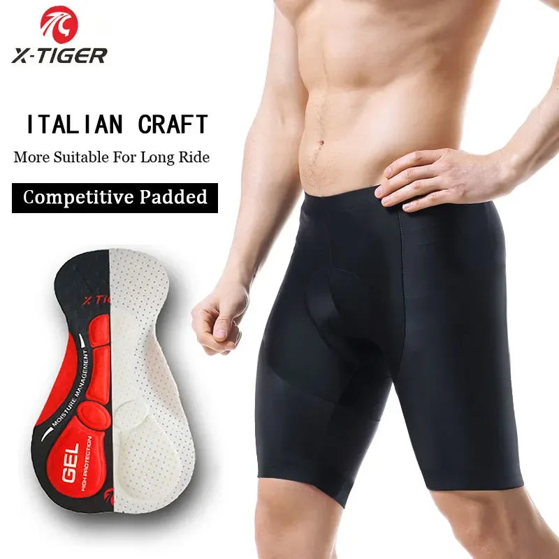 X-TIGER Pro Cycling Bib Shorts Mountain Bike Shorts Summer ShockProof 5D GEL Pad Cushion MTB Bicycle Bib Tights Triathlon